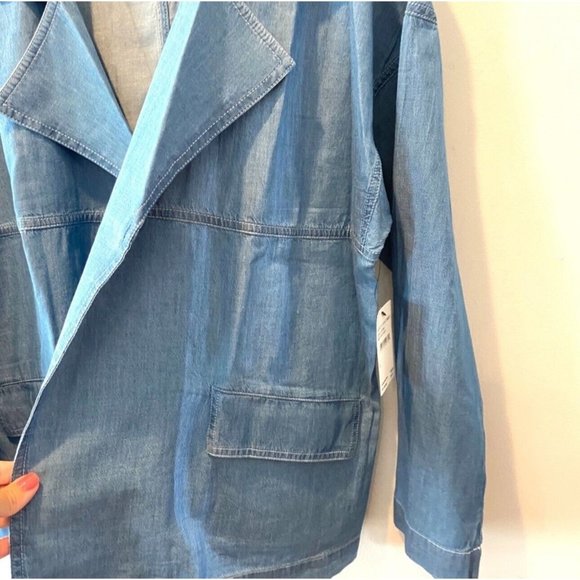 CASLON NWT $95 Chambray Utility Jacket Blue Open Front Lightweight Women… - Picture 6 of 9